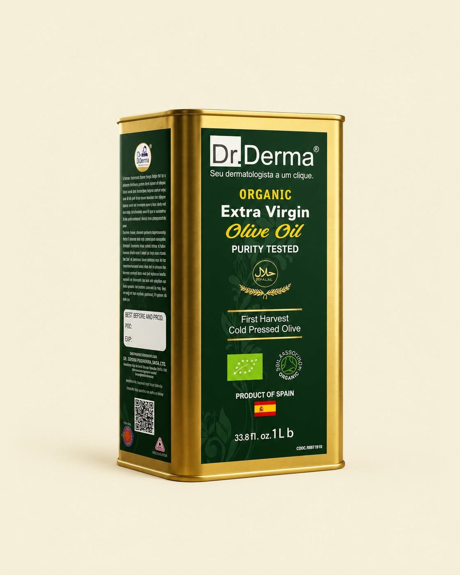 Dr. Derma Organic Extra Virgin Olive Oil 1 Litre Tin